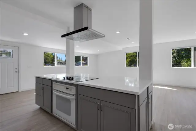 You will love the great room feeling, and being able to chat or watch tv while still making dinner is amazing.