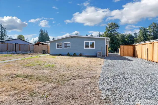 Looking at the back of the home.