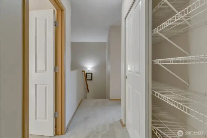 Upstairs offers to large bedroom suites.  And a large closet.