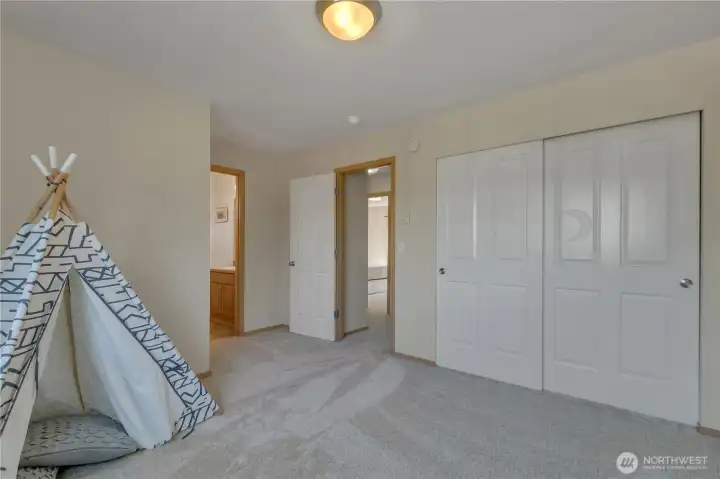 Large closet and attached bath.