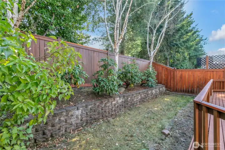 Trees for privacy and birds.