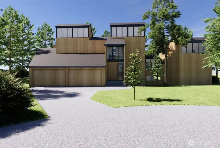 Conceptual rendering of front of property, by Paul Michael Davis Architects