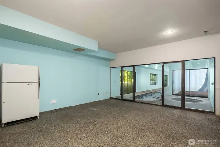 outside of pool area/lower level