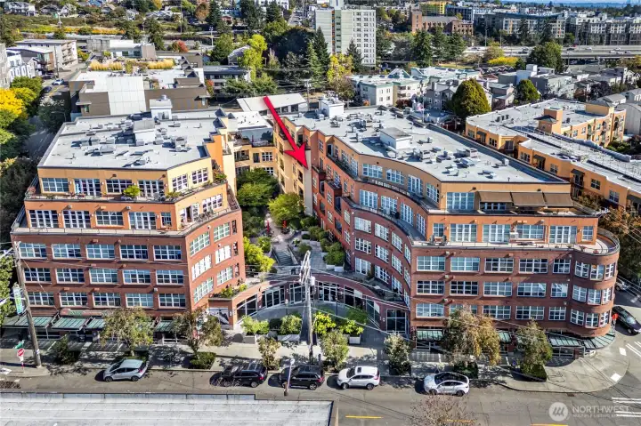 Enjoy the view of the community courtyard and BBQ area from the privacy of your 4th floor deck.