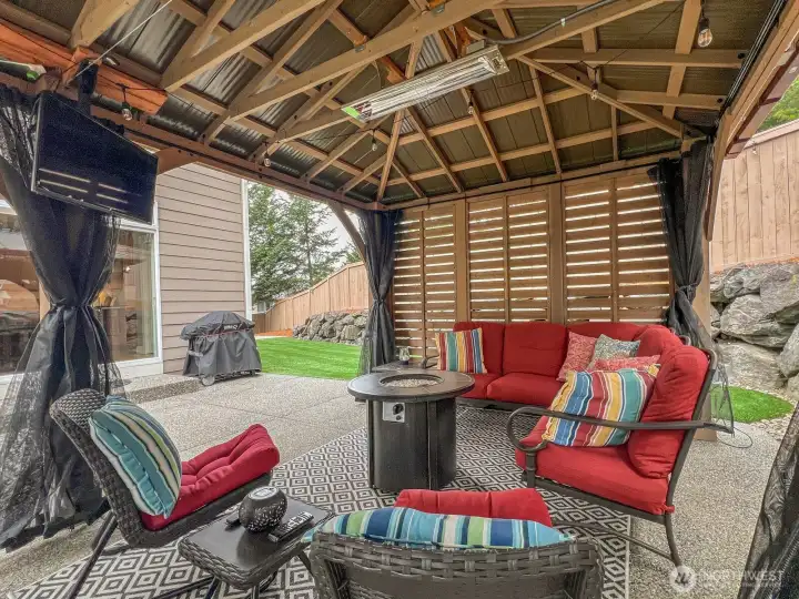 The heaters will keep you warm during movie nights in the winter