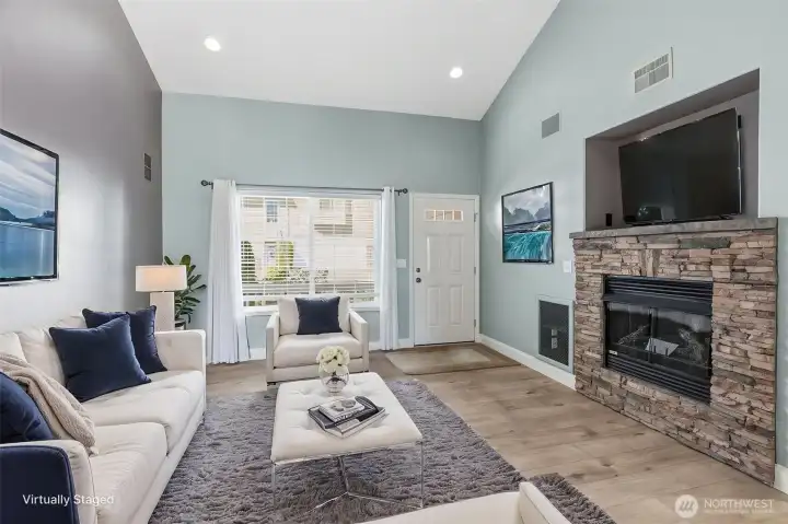 Virtually staged living area