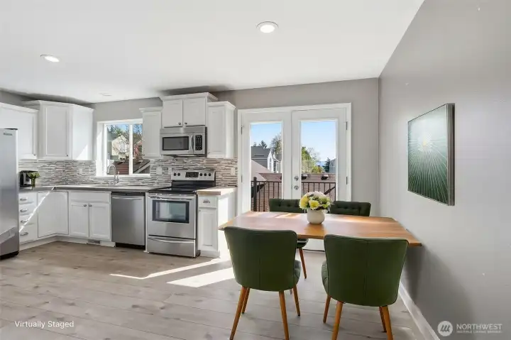 Virtually staged eating area