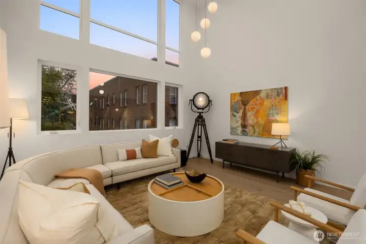 The living room was created with gathering in mind. Located on the second level of the home adding an additonal layer of privacy