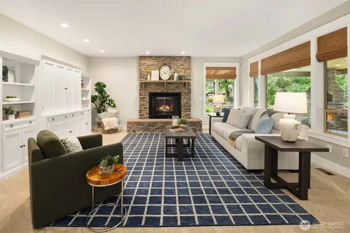 Check out this family room! A second floor-to-ceiling gas fireplace, plenty of room to relax or play. Check out this family room! A second floor-to-ceiling gas fireplace, plenty of room to relax or play.