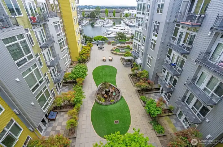 Courtyard view from the unit balcony