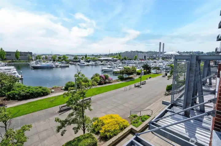 Gorgeous view Foss Waterway and Tacoma Dome in the distance