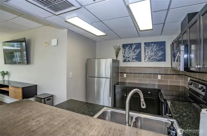 Communal kitchen in rec room