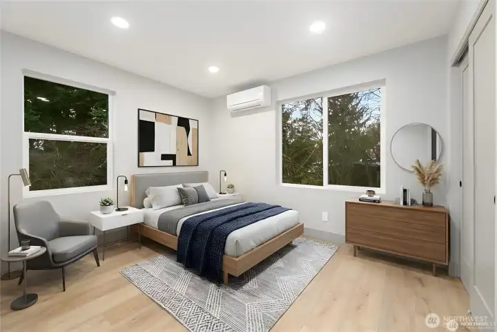 Upper floor bedroom with tons of light