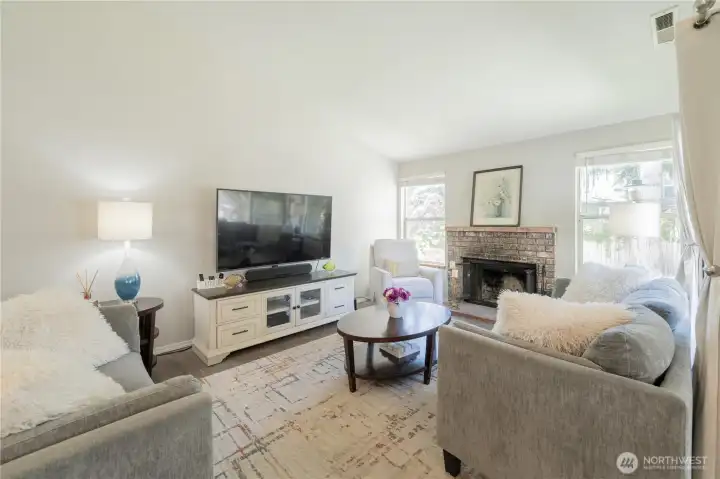Laminate hardwood floors throughout home.