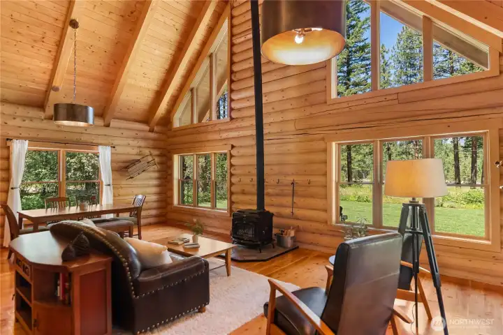The heart of the cabin, designed for gathering and relaxing.