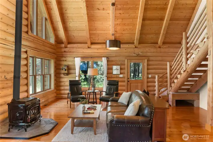 Gather after a day on the trails beneath soaring vaulted ceilings.
