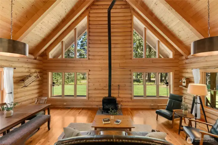 Warm wood finishes create an inviting mountain retreat.