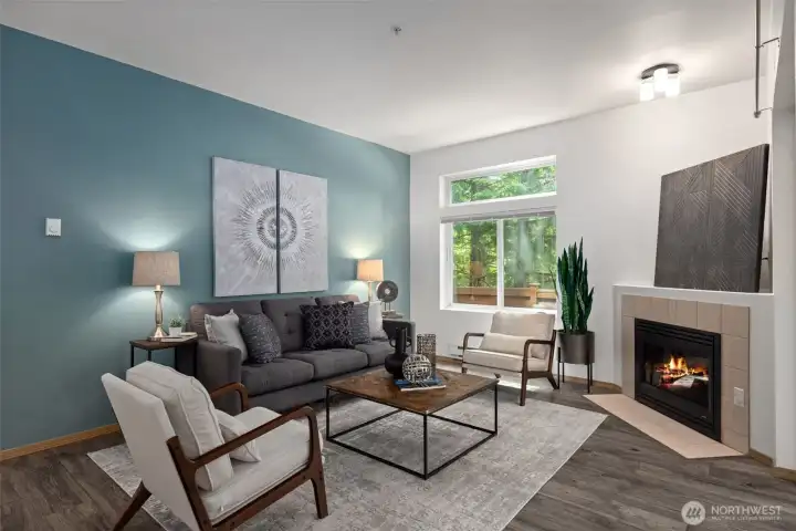 What a cozy spot to enjoy the fireplace.