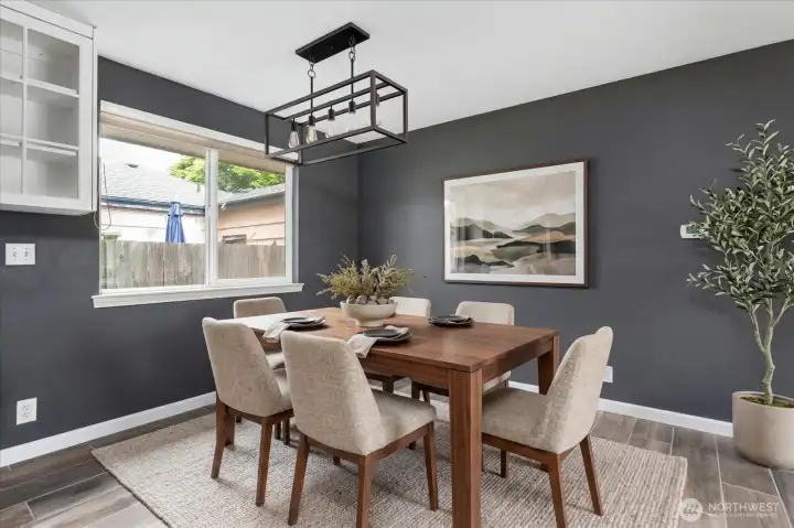 Virtually staged dining area.