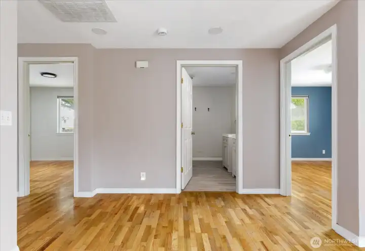 Well-positioned bathroom offering convenient access from all areas of the home.