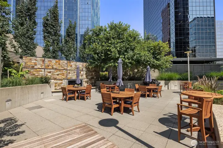 The amenities include a half-acre urban garden area, featuring a large resident terrace designed for grilling and gathering. The amenities include a half-acre urban garden area, featuring a large resident terrace designed for grilling and gathering.