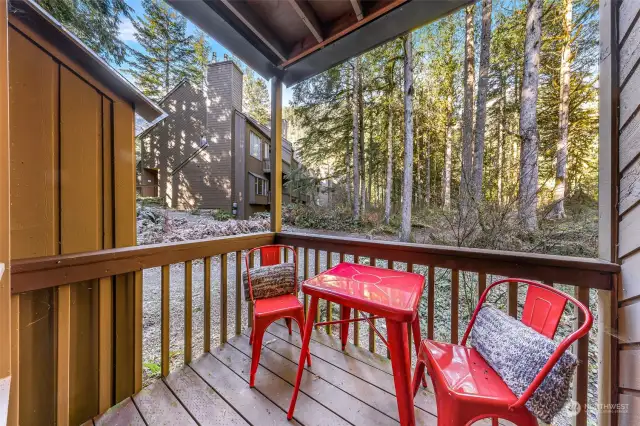 Your own private deck with mountain views