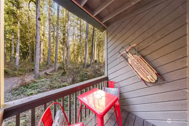 The trail weaves around your back deck, inviting you to take another adventure!