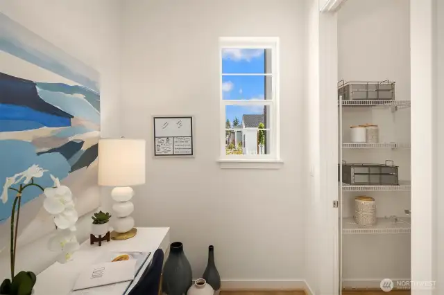 Workspace and Walk-In Pantry *photo taken from another similar staged home*