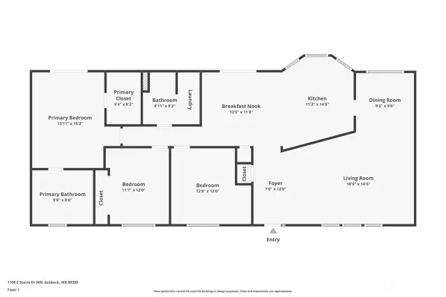 Approximate floorplan, auto-generated from virtual tour.
