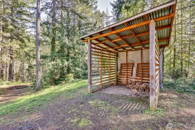 Covered storage for firewood.