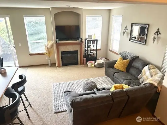 Gas fireplace in cozy family room
