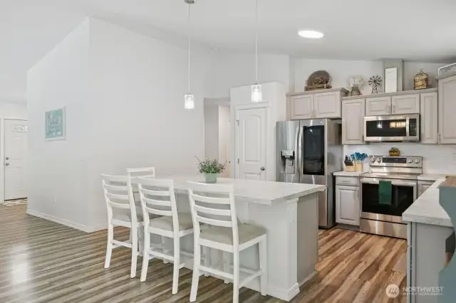 Plenty of area for countertop eating or having time to share with others while cooking.