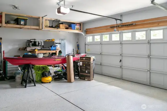 Direct entry to home from a garage that has been drywalled and epoxy flooring. Double car with plenty of space.