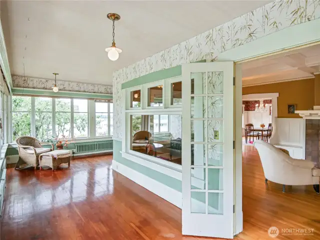 This unique wrap-around room accentuates the unique character of this beautiful home.