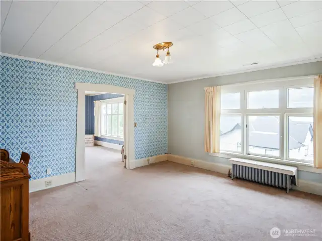 This is a room off of the primary bedroom. It has the potential to be an office, exercise room, or additional guestroom.
