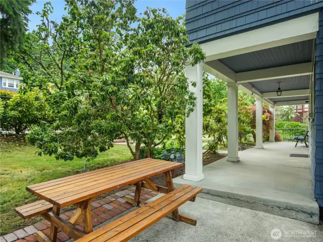 The front porch and patio area are great outdoor spaces.