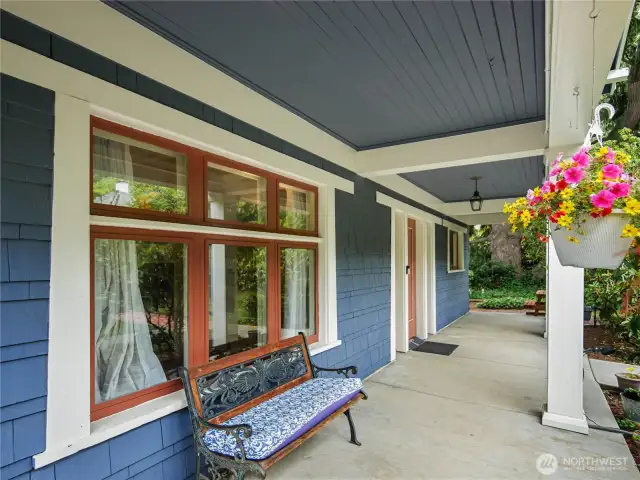 Front porch--cool and shady in the afternoon!