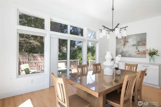 Sliding glass doors lead to the entertainment sized deck.
