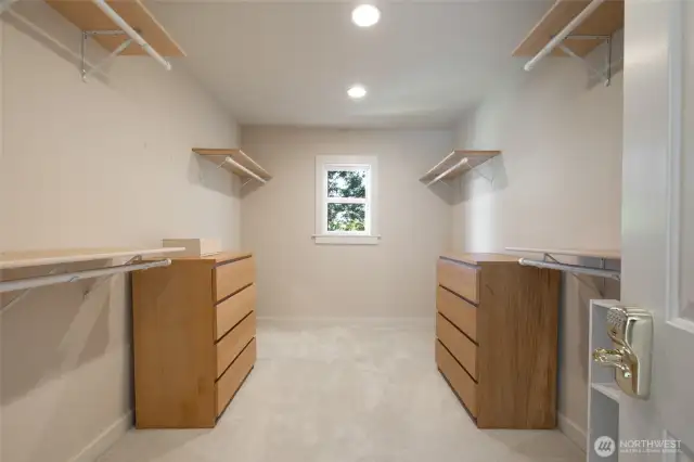 Large, walk-in closet in primary bedroom.