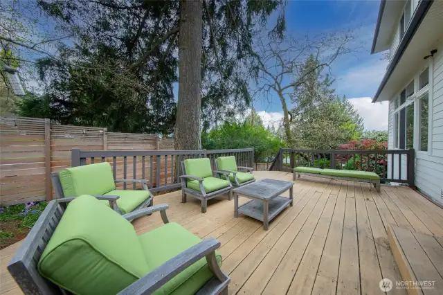 The entertainment sized deck is conveniently located off of the dining and living areas providing endless possibilities for entertaining and outdoor relaxation.