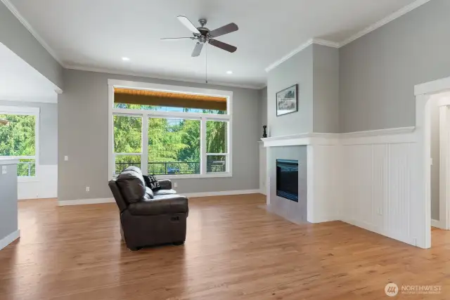 Living room with gas fireplace.