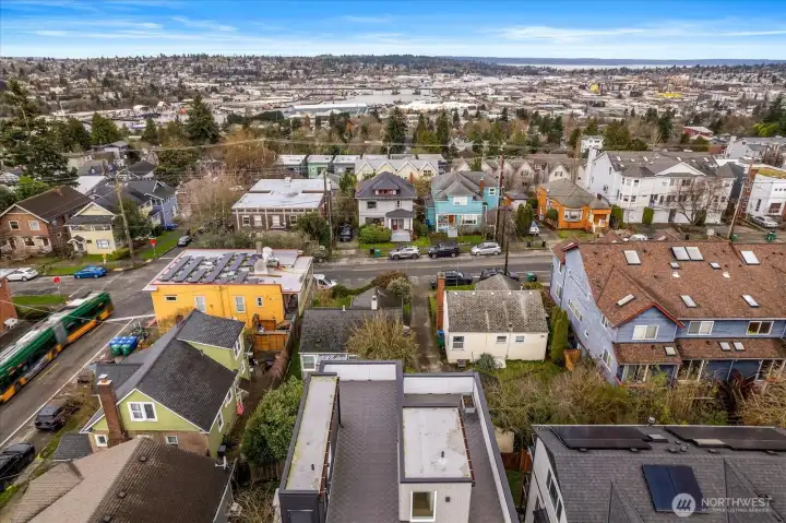 The yellow building is Lighthouse coffee shop
