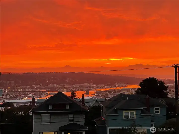 Sunset over the Olympics