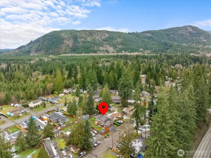 Aerial view of the property