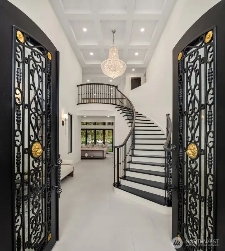 Custom iron double door entry