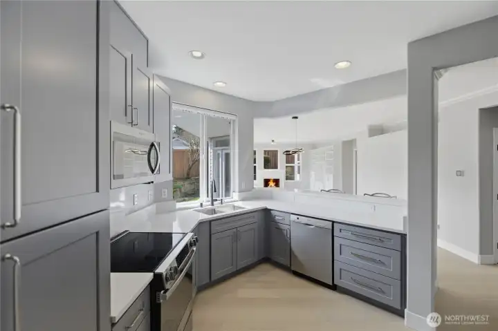 Kitchen pantry has pull out drawers for convenience and easy access