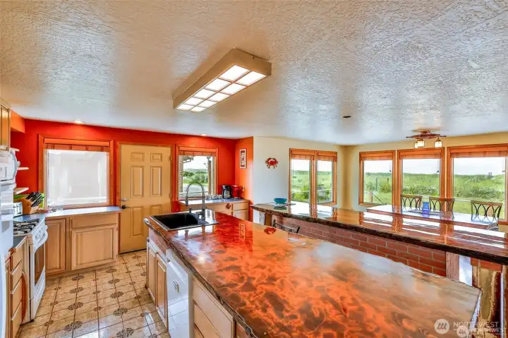 Unique, custom Japanese redwood counter tops