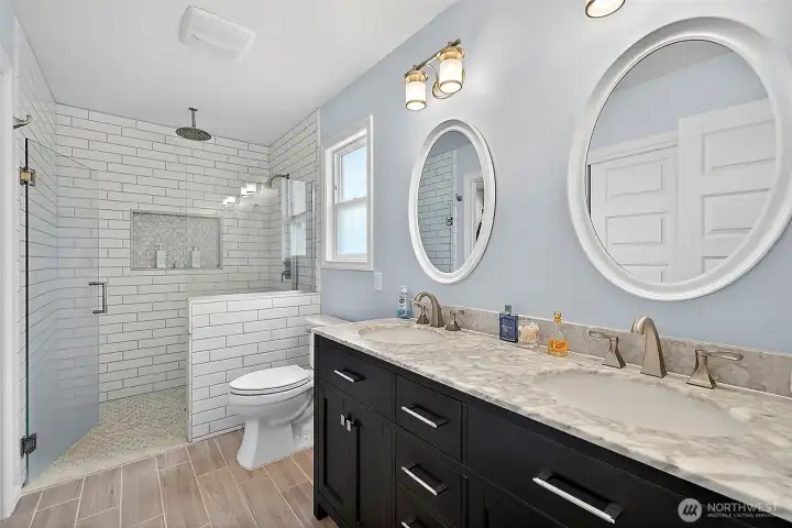 Remodeled Master Bath With Walk-In-Shower.