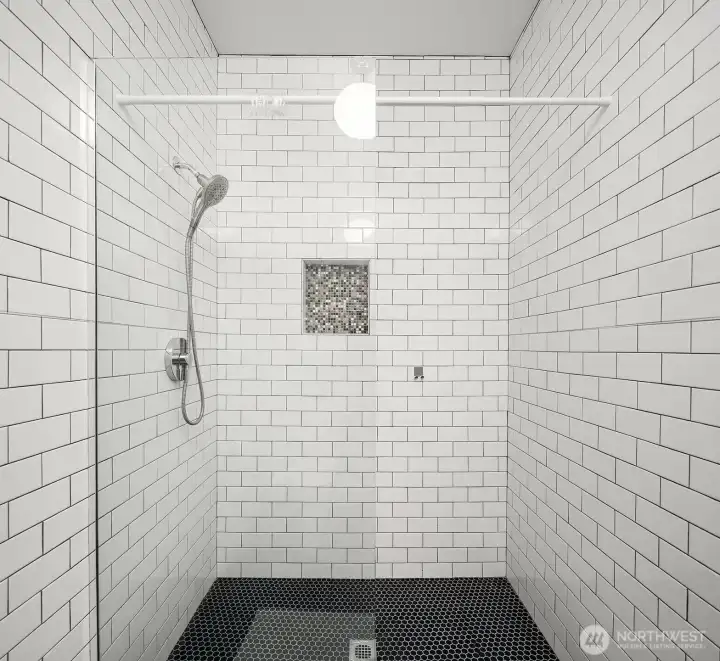 Walk in tile shower
