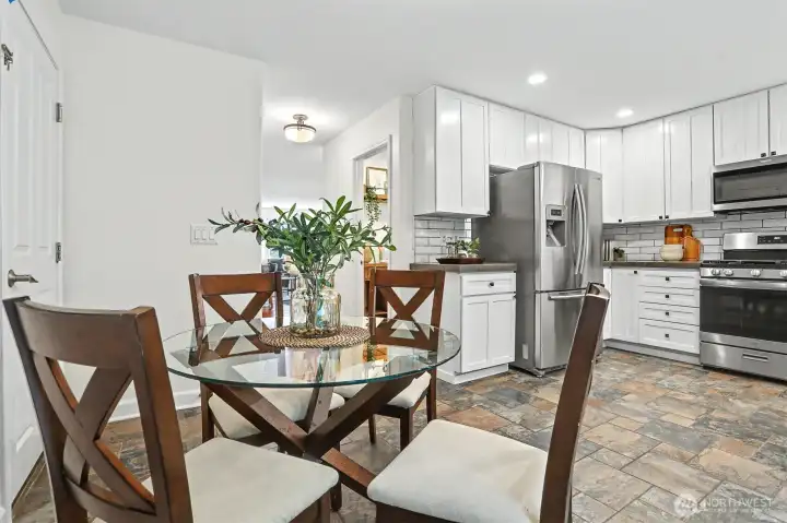 The kitchen with eating space. The kitchen with eating space.